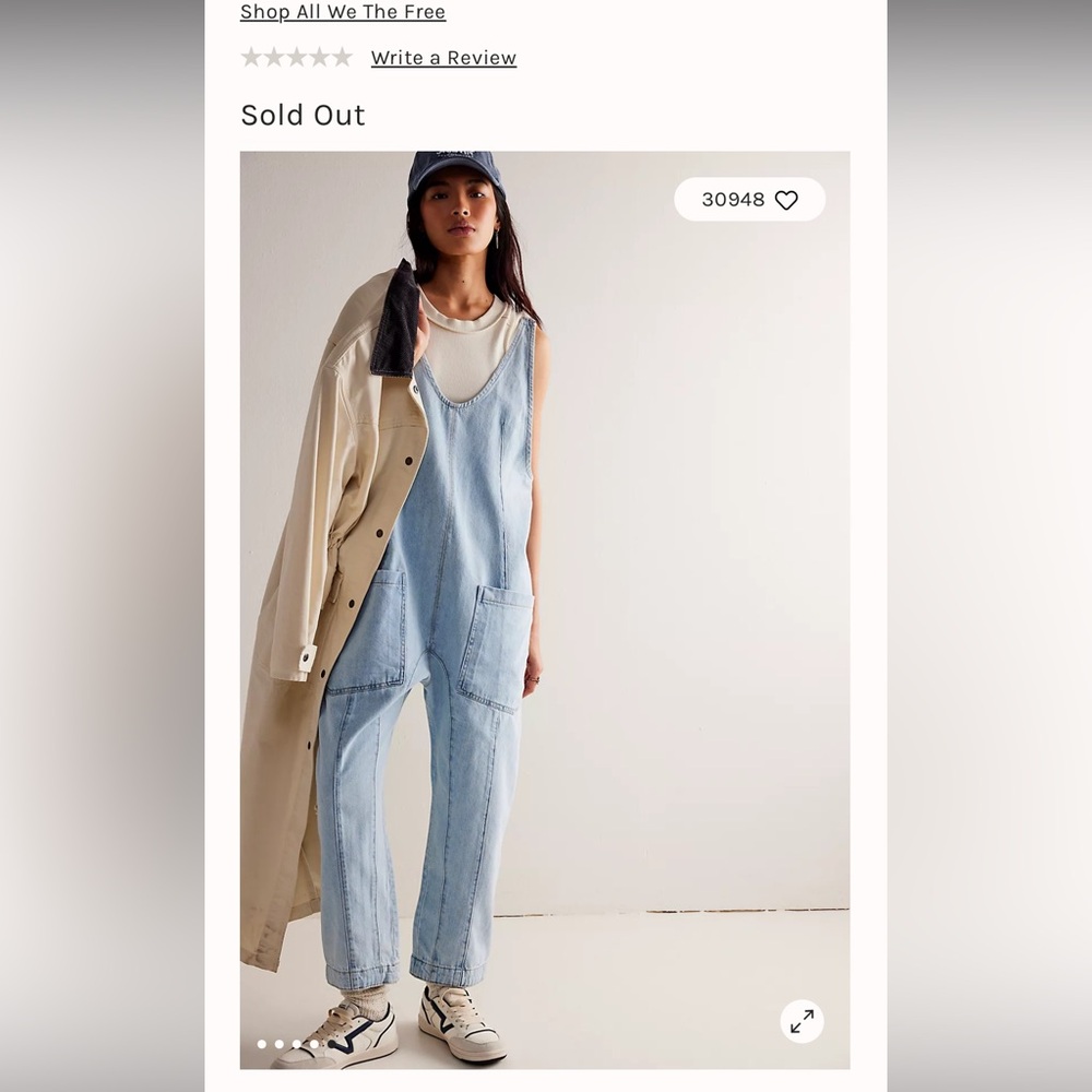 Free People We The Free High Roller Jumpsuit size medium